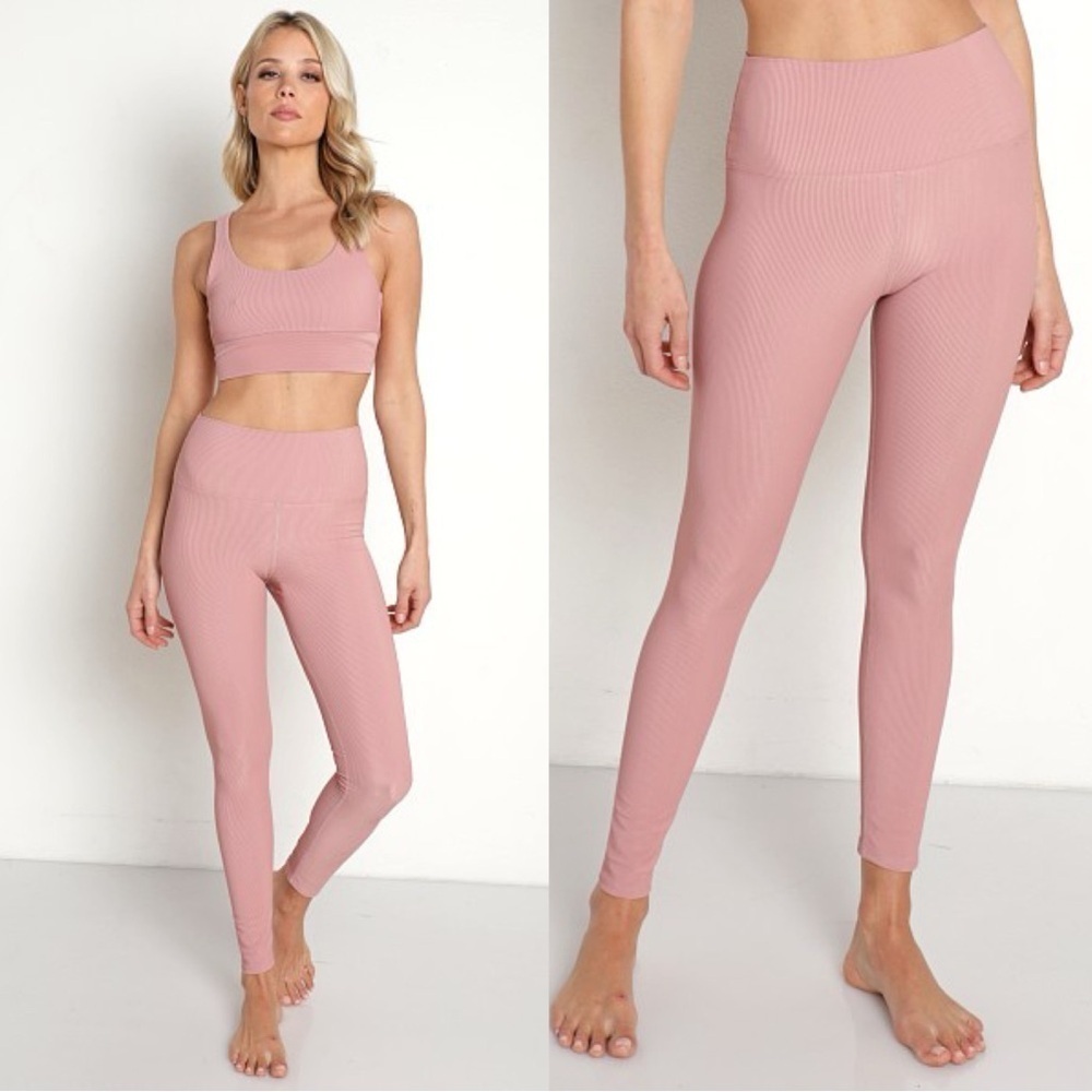 Beach Riot Ayla Ribbed Legging in Dusty Rose Mauve